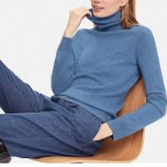 Uniqlo Sweaters - uniqlo women cashmere turtleneck sweater blue